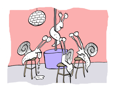Cartoon: Tischtanz (medium) by Bregenwurst tagged tabledance,striptease,schnecke,nacktschnecke,nachtclub