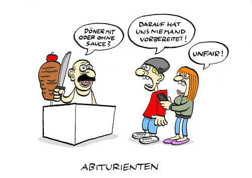 Cartoon: Unlösbar (medium) by Bregenwurst tagged abitur,prüfung,mathe,petition,schüler,döner