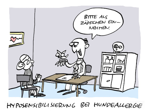 Cartoon: Unsensibel (medium) by Bregenwurst tagged allergie,hund,hyposensibilisierung,chihuahua,zäpfchen