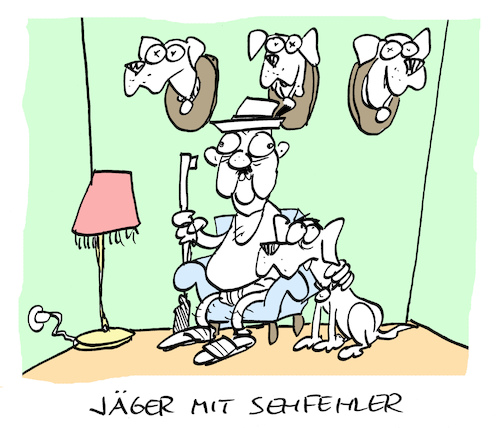 Cartoon: Waidmann (medium) by Bregenwurst tagged jäger,sehfehler,jagd,hund,trophäe