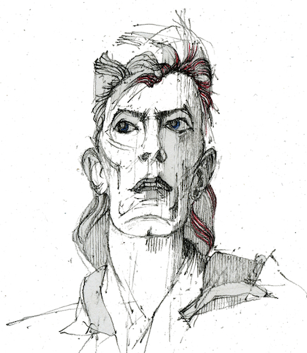 Cartoon: David Bowie (medium) by herranderl tagged david,bowie