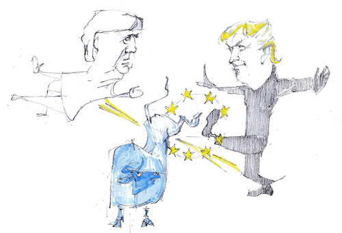Cartoon: der sitzt (medium) by herranderl tagged trump,sport,vs,eu