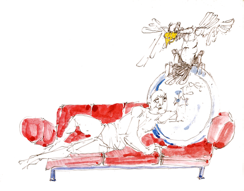 Cartoon: sterbender Krieger (medium) by herranderl tagged sofa