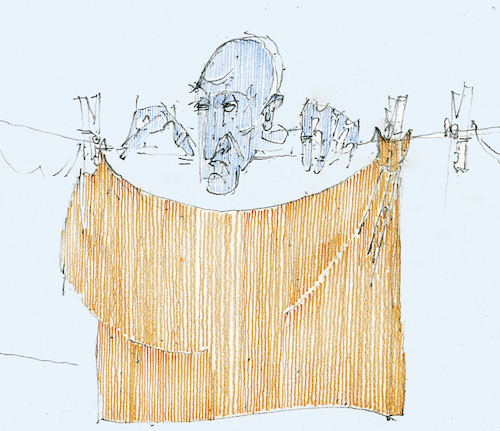 Cartoon: und kilroy - (medium) by herranderl tagged wäsche,kilroy