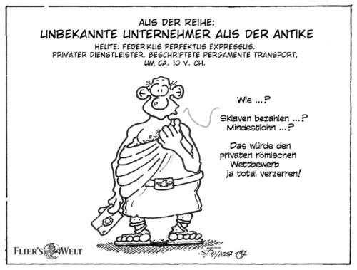 Cartoon: Unbekannte antike Unternehmer (medium) by FliersWelt tagged unternehmer,mindestlohn