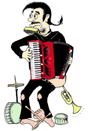 Cartoon: Accordionist (medium) by Barcarole tagged accordionist
