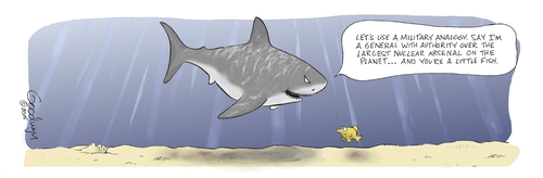 Cartoon: Political Analogy (medium) by Goodwyn tagged nuclear,fish,shark,military