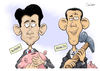 Cartoon: Austerity vs. Audacity (small) by Goodwyn tagged paul,ryan,barack,obama,piggy,bank,hammer,austerity,audacity