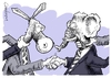 Cartoon: Cooperation (small) by Goodwyn tagged choke,throat,politics,donkey,elephant,republican,democrat,handshake