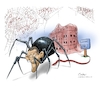 Cartoon: US Presidential Transition (small) by Goodwyn tagged obama,trump,spider,web,white,house