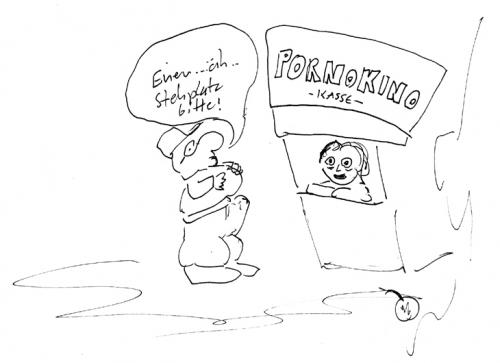 Cartoon: Stehplatz (medium) by Der Apfel tagged porno,kino