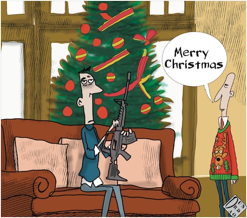 Cartoon: A typical family (medium) by Christi tagged usa,merry,christmas,repubblicano,tipica,famiglia,destra,americana
