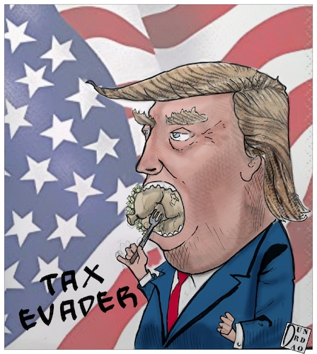 Cartoon: Donald Trump tax evader (medium) by Christi tagged tax,trump,fisco,evader,usa