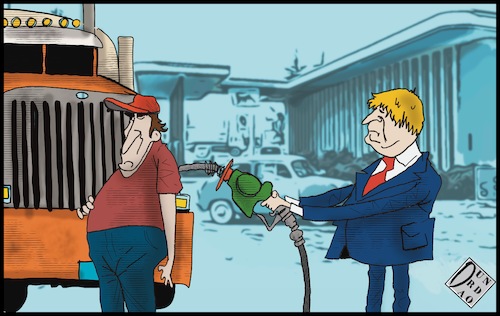 Cartoon: La ricerca di autisti (medium) by Christi tagged londra,benzina,autisti,johnson,camionisti