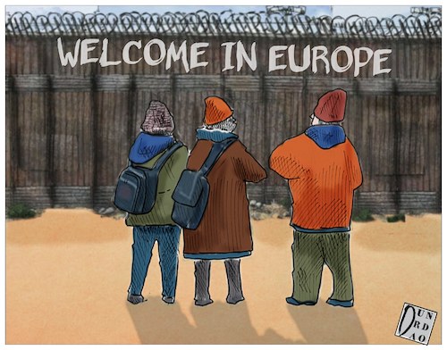 Cartoon: welcome in  europe (medium) by Christi tagged syria,ankara,europa,migrante,war