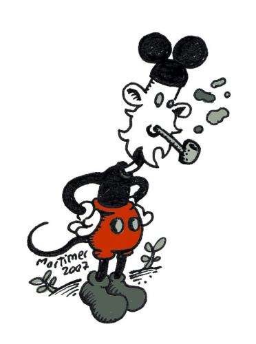 Cartoon: New Weird Mickey (medium) by mortimer tagged new,weird,disney,dope,mouse,mickey,pipe,folk