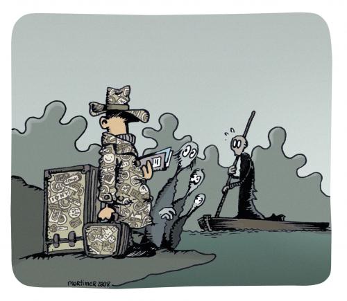 Cartoon: Travelling with Caronte (medium) by mortimer tagged mortimer,mortimeriadas,cartoon,caronte,death