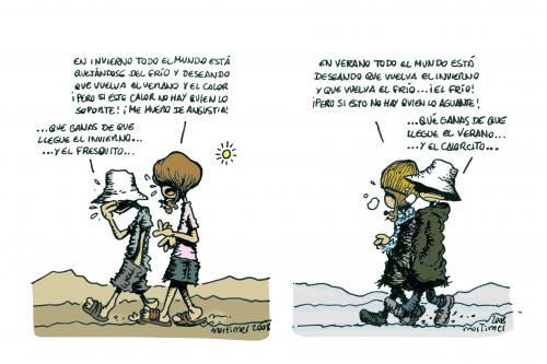 Cartoon: Un mundo maravilloso (medium) by mortimer tagged mortimer,mortimeriadas,cartoon,winter,summer,hot,cold,seasons