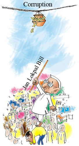Cartoon: Anna Hazare (medium) by ashokadepal tagged anna,hazare