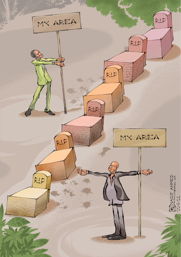 Cartoon: Process of  Divide and conquer (medium) by Nasif Ahmed tagged usingcivilians,cartoon,political,leaders,silencingthegun