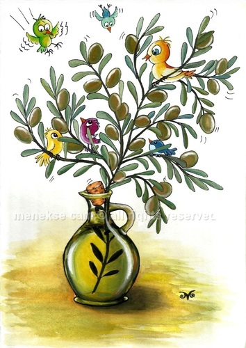 Cartoon: Olive oil is the life (medium) by menekse cam tagged olive,oil,cyprus,festival,cartoon,contest,tree,birds