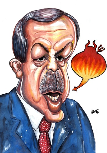 Cartoon: RTE (medium) by menekse cam tagged recep,tayyip,erdogan,prime,minister,turkey,devil,speech,acts,political,politicians