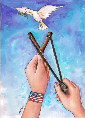 Cartoon: U.S.A. and peace (medium) by menekse cam tagged usa