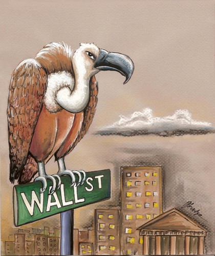 Cartoon: Wall Street (medium) by menekse cam tagged usa,market,stock,economy,vulture,street,wall,bird