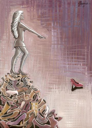 Cartoon: women and ...shoes! (medium) by menekse cam tagged ayakkabi,kadin,destination,statue,passion,shoe,woman