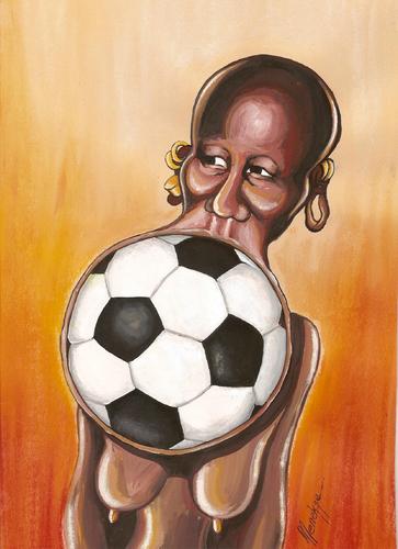 Cartoon: World Cup 2010 AFRICA (medium) by menekse cam tagged world,cup,2010,africa,football,african,woman,jewellery,ball