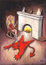 Cartoon: Devil?? (small) by menekse cam tagged devil,woman,women,wine,fireplace,rocking,chair,pelt,seytan,kadin,post,enticing,clever,devilish