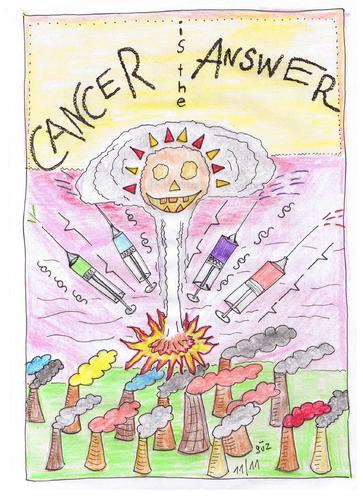 Cartoon: cancer is the answer (medium) by skätch-up tagged krebs,cancer,sickness,krankheit,tod,death,destruction,zerstörung