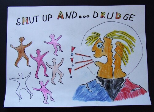 Cartoon: SHUT UP and DRUDGE (medium) by skätch-up tagged sad,and,terrible,grief,desperation,but,not,gone,forever,see,you,after,all,in,beter,world,paradise,on,earth,no,more,burning,beds