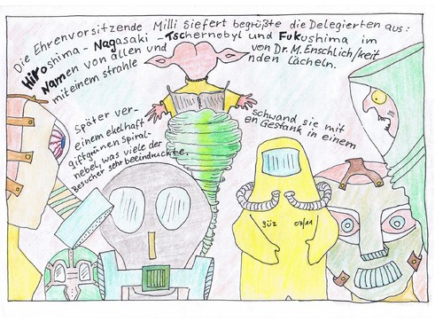 Cartoon: THE NUKE DESTRUCTION (medium) by skätch-up tagged wahnsinnigen,der,jahrestreffen,aniversary,happy,place,stinking,pollouted,poison,atomicdestruction,tschernobyl,hiroshima,fukushima,party,nuklear,nuke,atom