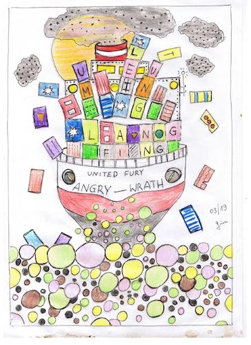 Cartoon: Wasted  Land Air and  Sea (medium) by skätch-up tagged container,plastik,oceans,sea,polution,dirt,trash,ozeane,meer,müll,umwelt,zerstörung,gewinnmaximierung,rücksichtslosigkeit,wahnsinn,lost,generation,trashcan,wut,zorn,hass,wrath,anger,united,fury