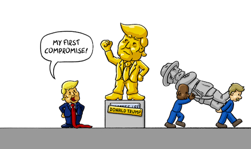Cartoon: Trump Compromise (medium) by Sven Raschke tagged donald,trump,usa,america,black,lives,matter,racism,donald,trump,usa,america,black,lives,matter,racism