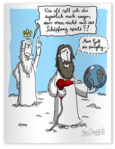 Cartoon: Schöpfung (medium) by diebia tagged schöpfung,gott,welt,erde,jesus