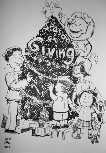 Cartoon: Merry Christmas! Give! (medium) by bennaccartoons tagged christmas,brent,bennac