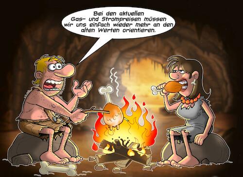 Cartoon: Alte Werte (medium) by Chris Berger tagged steinzeit,alte,werte,offenes,feuer,höhle,stromsparen,gaspreise,steinzeit,alte,werte,offenes,feuer,höhle,stromsparen,gaspreise