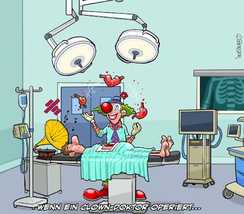 Cartoon: Clown Operation (medium) by Chris Berger tagged clown,chirurg,operation,op,saal,doktor,clown,chirurg,operation,op,saal,doktor