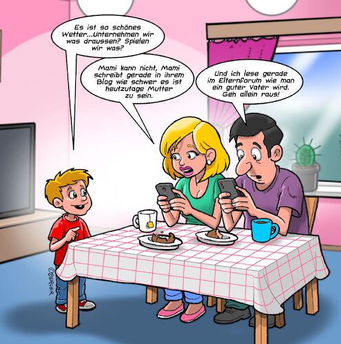 Cartoon: Eltern (medium) by Chris Berger tagged erziehung,eltern,smartphone,internet,soziale,medien,sucht,spielen,kinder,erziehung,eltern,smartphone,internet,soziale,medien,sucht,spielen,kinder