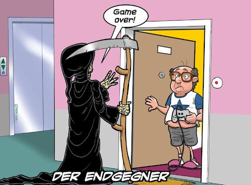 Cartoon: Endgegner (medium) by Chris Berger tagged gamer,endgegner,computerspiele,gamer,endgegner,computerspiele