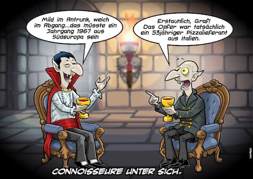 Cartoon: Feinschmecker (medium) by Chris Berger tagged vampir,dracula,nosferatu,blutsauger,weintrinker,gourmet,connoisseur,vampir,dracula,nosferatu,blutsauger,weintrinker,gourmet,connoisseur