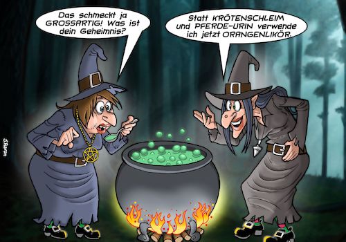Cartoon: Hexengebräu (medium) by Chris Berger tagged hexen,halloween,kessel,gebräu,kochen,zauberei,alkohol,hexen,halloween,kessel,gebräu,kochen,zauberei,alkohol
