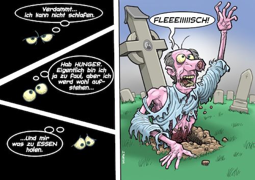 Cartoon: Hunger (medium) by Chris Berger tagged zombie,walking,dead,hunger,schlaflos,insomnia,imbiss,zombie,walking,dead,hunger,schlaflos,insomnia,imbiss