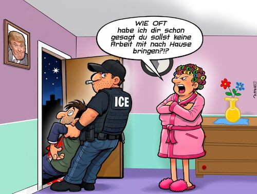 Cartoon: ICE Homeoffice (medium) by Chris Berger tagged ice,trump,usa,killer,mord,good,faschisten,nazis,ice,trump,usa,killer,mord,good,faschisten,nazis