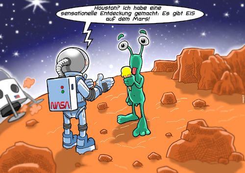 Cartoon: Mars (medium) by Chris Berger tagged mars,eis,raumkapsel,marsflug,nasa,apollo,astronaut,mars,eis,raumkapsel,marsflug,nasa,apollo,astronaut