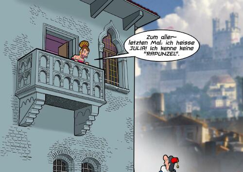 Cartoon: Rapunzel und Julia (medium) by Chris Berger tagged romeo,julia,rapunzel,shakespear,grimm,romeo,julia,rapunzel,shakespear,grimm