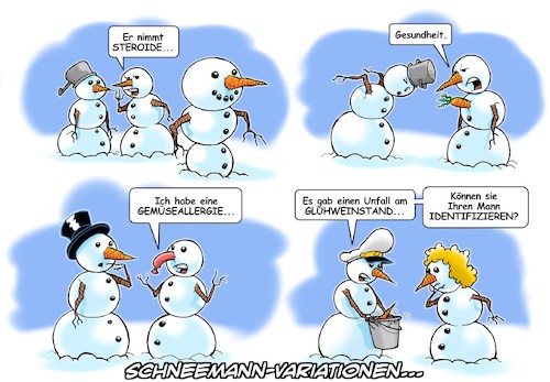Cartoon: Schneemänner (medium) by Joshua Aaron tagged schneemann,schnee,winter,schneemann,schnee,winter
