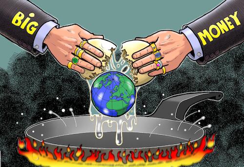 Cartoon: Spiegelei (medium) by Joshua Aaron tagged big,money,kapital,kapitalismus,umweltzerstörung,klima,krise,treibhauseffekt,big,money,kapital,kapitalismus,umweltzerstörung,klima,krise,treibhauseffekt